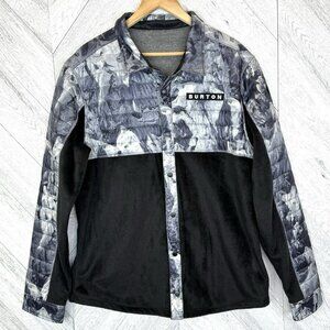 BURTON Backside Reversible Fleece Jacket Mens Size Large Gray Black Quilted